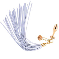 Анальная пробка с флоггером LOCKINK SEVANDA White Pony-Tail Anal Rose-shape Plug