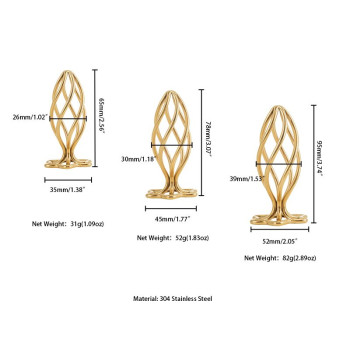 Металлическая анальная пробка LOCKINK SEVANDA Hollow Spiral Golden, S, золотистая, диаметр 2,6 см