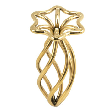Металлическая анальная пробка LOCKINK SEVANDA Hollow Spiral Golden, S, золотистая, диаметр 2,6 см