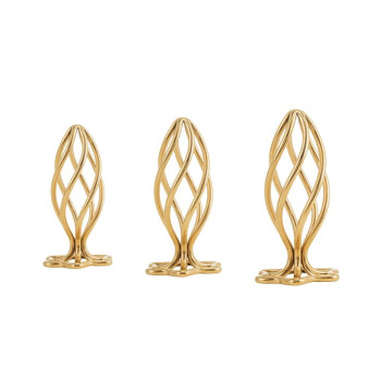 Металлическая анальная пробка LOCKINK SEVANDA Hollow Spiral Golden, S, золотистая, диаметр 2,6 см
