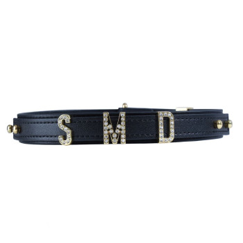 Нашийник LOCKINK Dark DIY Alphabet Collar, чорний, штучна шкіра, букви зі стразами