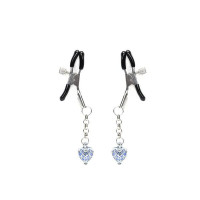 Затискачі для сосків із сердечком Liebe Seele Glow-in-dark Nipple Clamps Blue, світяться в темряві