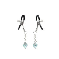 Затискачі для сосків із сердечком Liebe Seele Glow-in-dark Nipple Clamps Light Blue, світяться в темряві
