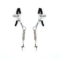 Затискачі для сосків Liebe Seele Lightning Nipple Clamps Silver, підвіска-блискавка