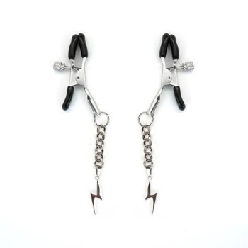 Затискачі для сосків Liebe Seele Lightning Nipple Clamps Silver, підвіска-блискавка