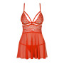 Бебі-дол Obsessive 838-BAB-3 babydoll & thong, S/M, червоний, мереживний ліф, стрінги в комплекті