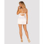 Сорочка Obsessive Amor Blanco underwire chemise & thong, S/M, біла, мереживний ліф, стрінги в наборі