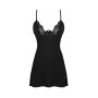 Сорочка Obsessive Bellastia chemise & thong, M/L, непрозора, фігурне декольте, стрінги в наборі