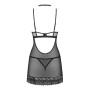 Сорочка Obsessive Donarella chemise & thong, XS/S, мереживний ліф, чокер та стрінги в комплекті