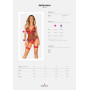 Корсет Obsessive Jollymore corset, XS/S, у клітинку, з мереживом, пажі для панчіх, стрінги в комплекті