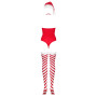 Тедді Obsessive Kissmas teddy, S/M, червоне, без бретелей, чокер, панчохи та шапка з помпоном у наборі