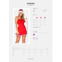 Сорочка Obsessive Kissmas chemise, S/M, червона, чокер, гартери та шапочка з помпоном у комплекті