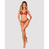 Комплект Obsessive Ms Merrilo 2-pcs set, XS/S, м’який бюстгальтер та трусики з доступом і з помпоном