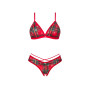 Комплект Obsessive Ms Merrilo 2-pcs set, XS/S, м’який бюстгальтер та трусики з доступом і з помпоном