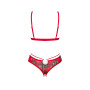 Комплект Obsessive Ms Merrilo 2-pcs set, M/L, м’який бюстгальтер та трусики з доступом і з помпоном