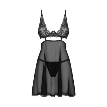 Бебі-дол Obsessive Nutris babydoll & thong, XS/S, імітація ліфа та спіднички, стрінги в комплекті