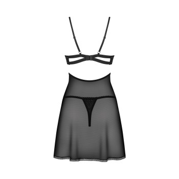 Бебі-дол Obsessive Nutris babydoll & thong, M/L, імітація ліфа та спіднички, стрінги в комплекті