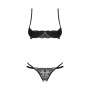 Комплект Obsessive Nutris 2-pcs crotchless set, XS/S, ліф з відкритими чашками, трусики з доступом