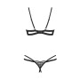 Комплект Obsessive Nutris 2-pcs crotchless set, XL/2XL, ліф з відкритими чашками, трусики з доступом