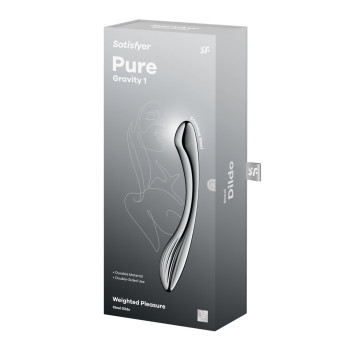 Металлический дилдо Satisfyer Pure Gravity 1, двусторонний, можно нагревать и охлаждать, 939 г