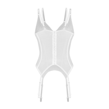 Корсет Obsessive Arrowel White corset S/M, з підв’язками для панчіх