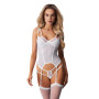 Корсет Obsessive Arrowel White corset 2XL/3XL, з підв’язками для панчіх
