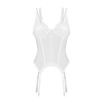 Корсет Obsessive Arrowel White corset 2XL/3XL, з підв’язками для панчіх