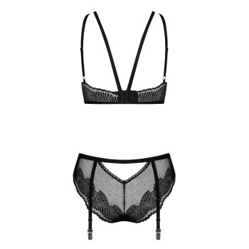 Комплект Obsessive Allastia 2-pcs set black S/M, регульовані бретелі, багаторівнева застібка