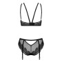Комплект Obsessive Allastia 2-pcs set black S/M, регульовані бретелі, багаторівнева застібка