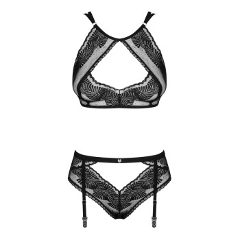 Комплект Obsessive Allastia 2-pcs set black S/M, регульовані бретелі, багаторівнева застібка