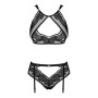 Комплект Obsessive Allastia 2-pcs set black L/XL, регульовані бретелі, багаторівнева застібка