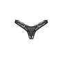 Трусики-стрінги з мереживом Obsessive Arrowel Black crotchless thong S/M