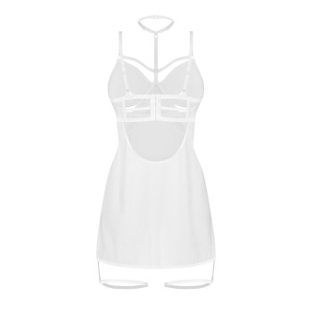 Бебі-дол Obsessive Arrowel White chemise 2XL/3XL, з декоративним чокером та гартерами