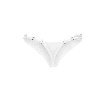 Трусики-стрінги з мереживом Obsessive Arrowel White crotchless thong S/M