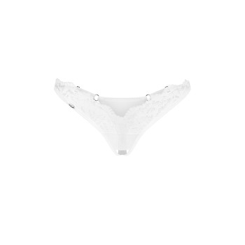 Трусики-стрінги з мереживом Obsessive Arrowel White crotchless thong 2XL/3XL