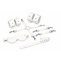 Набір Feral Feelings BDSM Kit 5 White, наручники, поножі, хрестовина, маска, падл