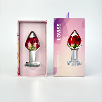 Роскошная анальная пробка Loviss Rose Anal Plug с настоящей розой внутри