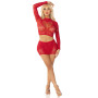 Блестящий комплект кроп-топ и юбка Leg Avenue Rhinestone One Size, Red, длинный рукав