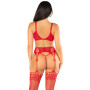 Комплект лиф, трусики, пояс с чулками Leg Avenue One Size, Red
