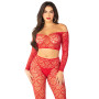 Комплект топ и леггинсы Leg Avenue Off The Shoulder, One Size, Red, длинный рукав