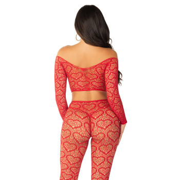 Комплект топ и леггинсы Leg Avenue Off The Shoulder, One Size, Red, длинный рукав