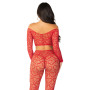 Комплект топ и леггинсы Leg Avenue Off The Shoulder, One Size, Red, длинный рукав