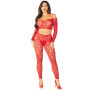 Комплект топ и леггинсы Leg Avenue Off The Shoulder, One Size, Red, длинный рукав