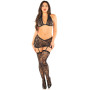 Блестящий комплект бра и юбка с чулками Leg Avenue One Size, Black