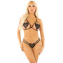 Комплект с жемчужной нитью Leg Avenue Open Cup Bra and Pearl String One Size, Black