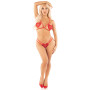 Комплект с жемчужной нитью Leg Avenue Open Cup Bra and Pearl String One Size, Red