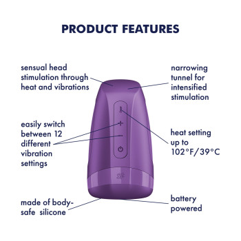Мастурбатор Satisfyer Men Heat Vibration Battery Series имитатор минета, подогрев и вибрация