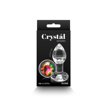 Стеклянная анальная пробка NS Novelties Crystal - Desires - Rainbow Gem - Small
