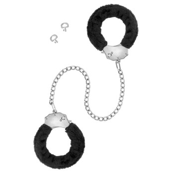Металлические поножи с мехом Fetish Tentation Adjustable metal and fur ankle cuffs, 2 ключа