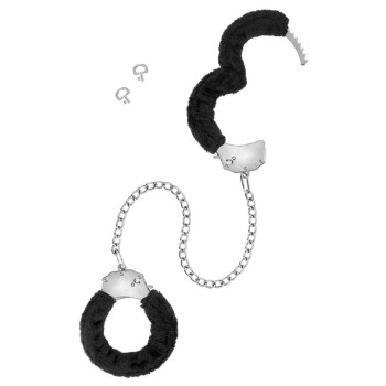 Металлические поножи с мехом Fetish Tentation Adjustable metal and fur ankle cuffs, 2 ключа